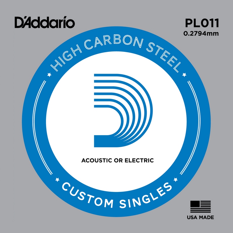 D'Addario PL011 Plain Steel отдельная стальная струна без обмотки 0.011