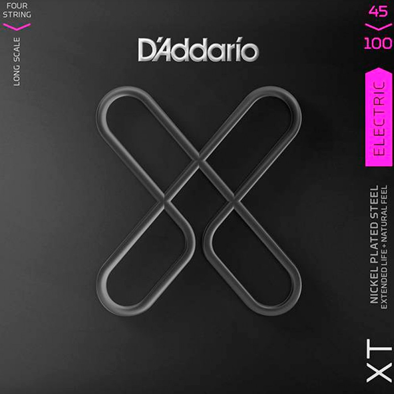 D'Addario XTB45100 Набор струн для 4-струнной бас-гитары, никелированные, 45-100, с покрытием