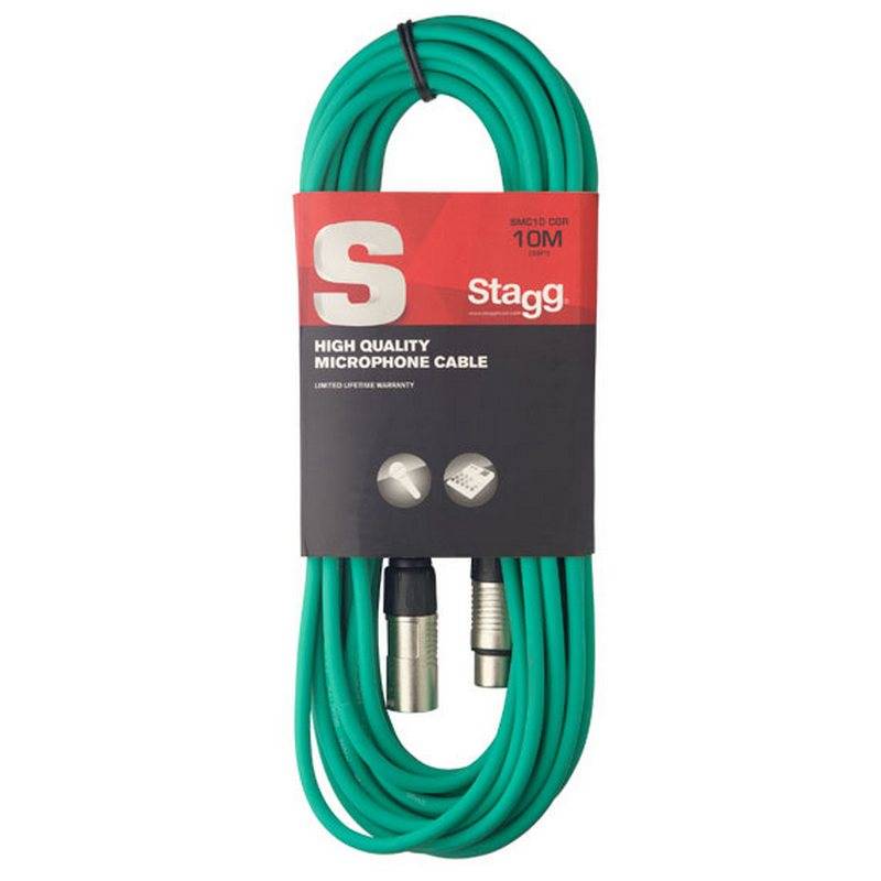 STAGG SMC10 CGR Шнур микрофонный XLR (female) <=> XLR (male), зелёный