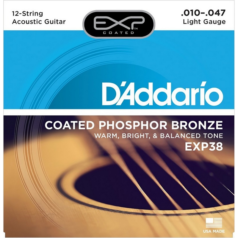 D'Addario EXP38 Набор струн для 12-струнной акустической гитары, размер 10-47