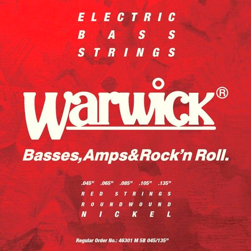 Warwick 46301M5B Комплект струн для 5-струнной бас-гитары Red Label, размер 45-135, никель