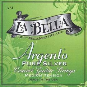 Набор струн для 6-струнной классической гитары La Bella AM Argento Medium Tension Pure Silver