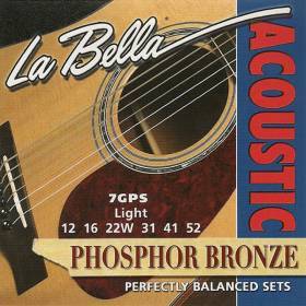 Набор струн для 6-струнной акустической гитары La Bella 7GPS Light