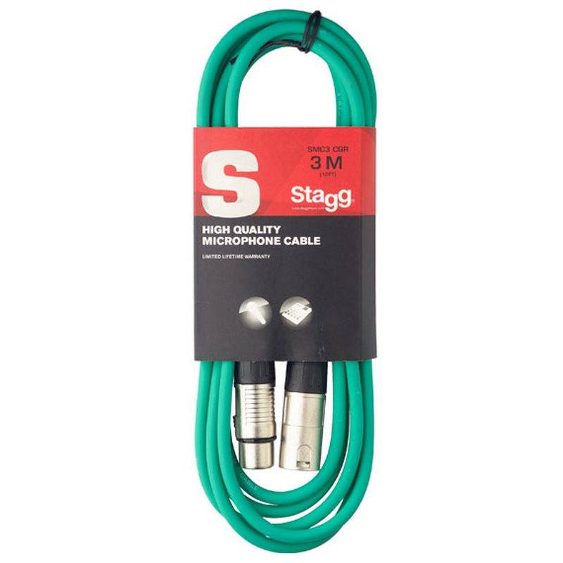 STAGG SMC3 CGR Шнур микрофонный XLR (female) <=> XLR (male), зелёный