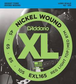 Набор струн для 4-струнной бас-гитары D`ADDARIO EXL165