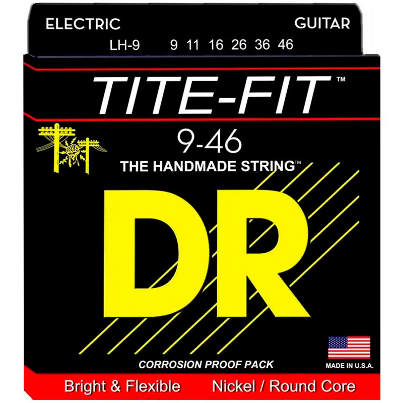 DR Strings LH-9 Tite-Fit Набор струн для 6-струнной электрогитары, размер 9-46