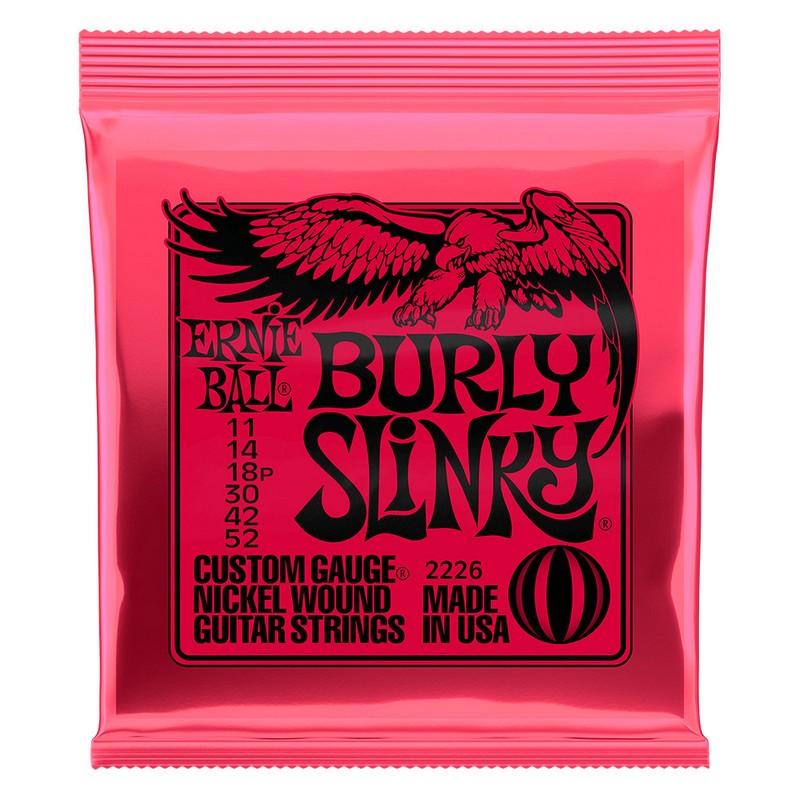 Ernie Ball 2226 Nickel Wound Burly Slinky набор струн для 6-струнной электрогитары, размер 11-52