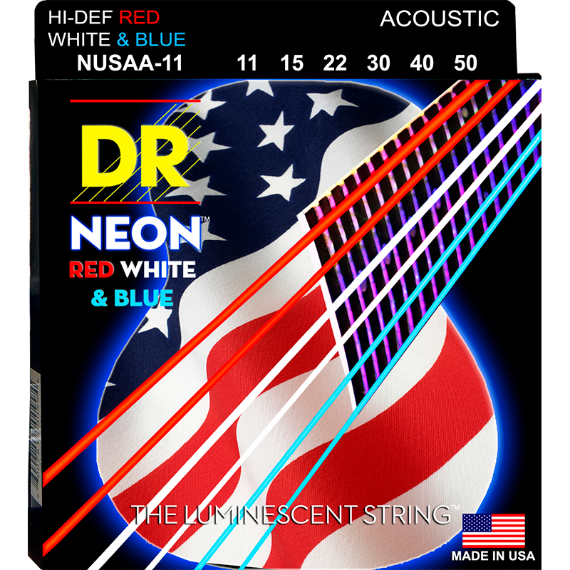 DR NUSAA-11 Струны для акустической гитары, 11-50 люминесцентное