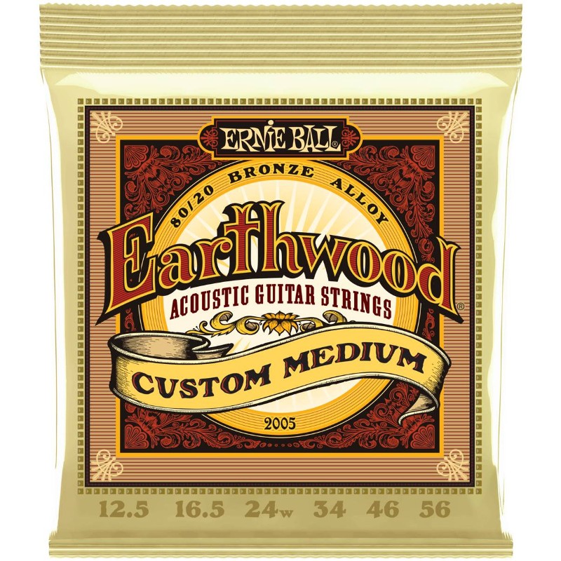 Ernie Ball 2005 Струны для акустической гитары Earthwood 80/20 Bronze Custom Medium (12.5-56)