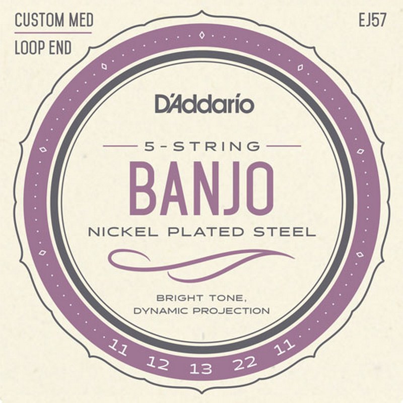 D'Addario EJ57 Набор струн для банжо, никель, размер 11-12-13-22w-11
