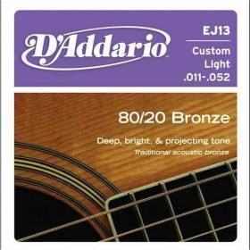 Набор струн для 6-струнной акустической гитары D`ADDARIO EJ13