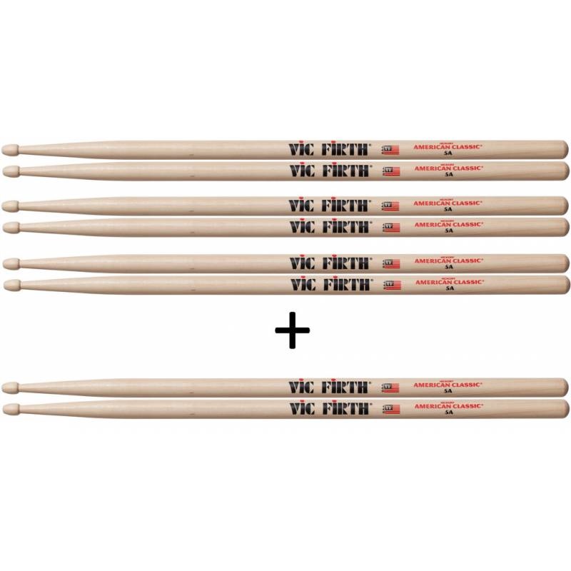 VIC FIRTH P5A.3-5A.1 Барабанные палочки 5A Promotional 4-Pack (4 пары по цене 3х), орех