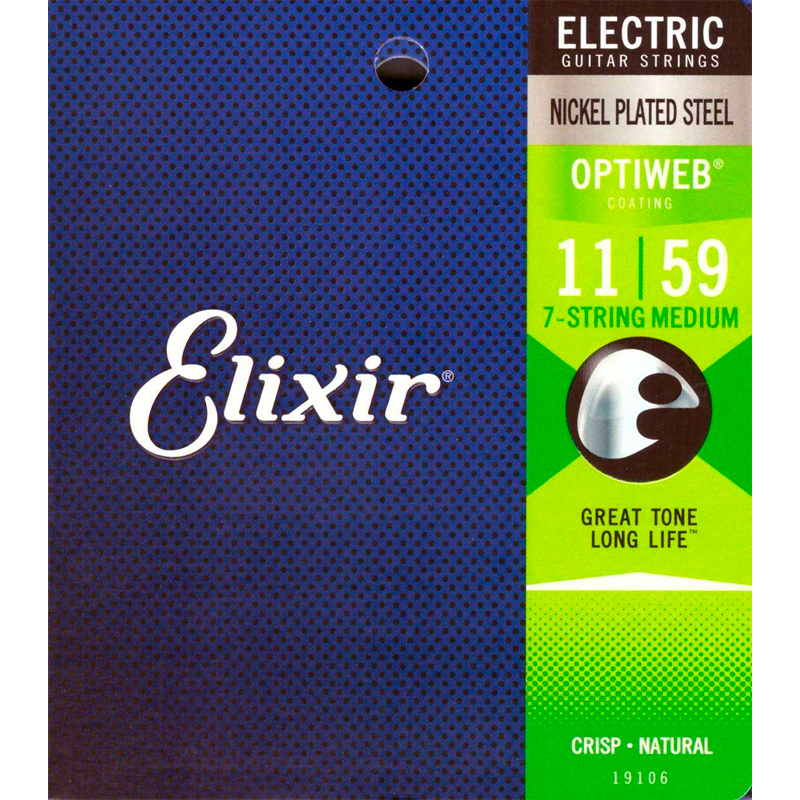 Elixir 19106 Optiweb Набор струн для 7-струнной электрогитары, размер 11-59
