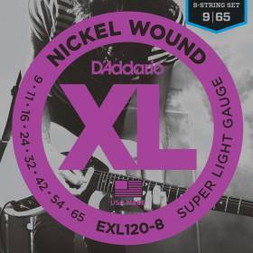 Набор струн для 8-струнной электрогитары D`ADDARIO EXL120-8