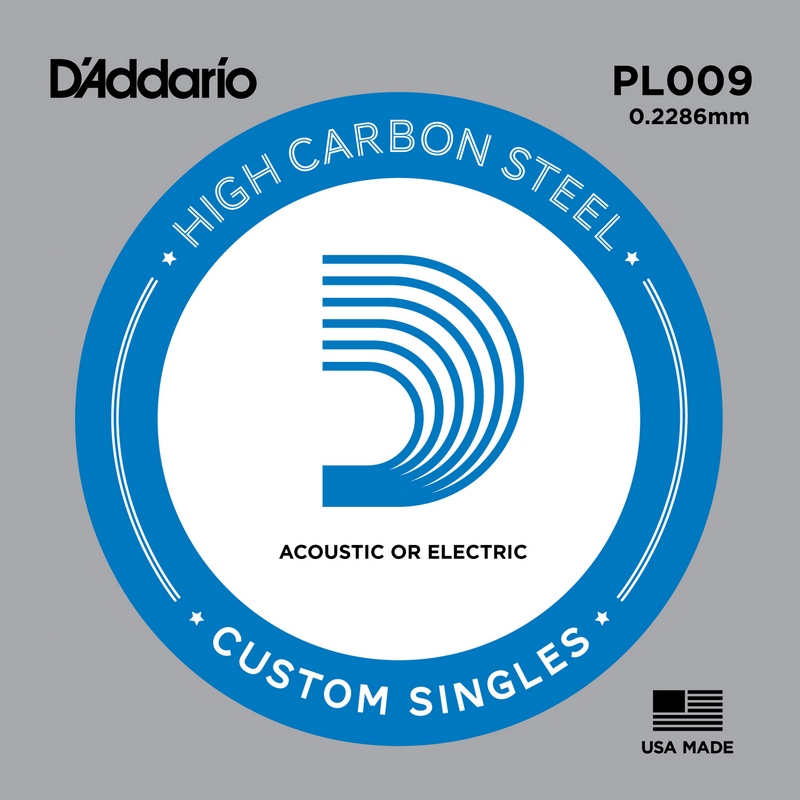 D'Addario PL009 Plain Steel отдельная стальная струна без обмотки 0.009
