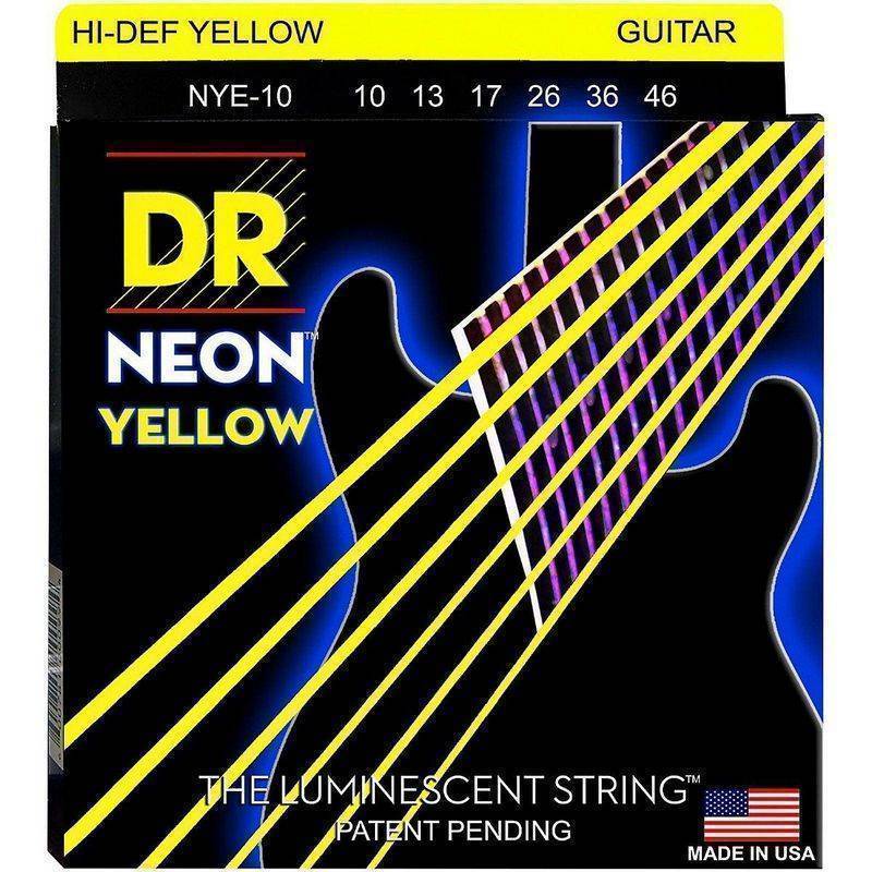 DR NYE-10  NEON™ Yellow  набор струн для 6-струнной электрогитары, размер 10-46