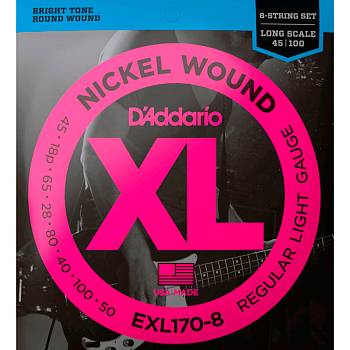 D'Addario EXL170-8 Набор струн для 8 струнной бас-гитары 45/18p-65/28-80/40-100/50