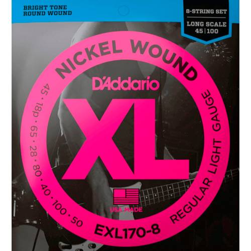 D'Addario EXL170-8 Набор струн для 8 струнной бас-гитары 45/18p-65/28-80/40-100/50