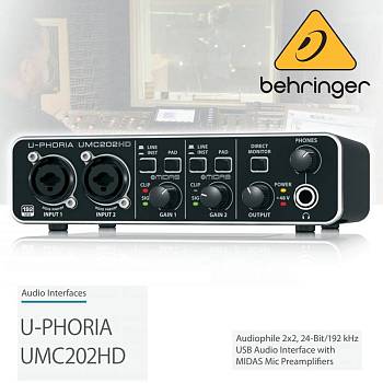 BEHRINGER UMC202HD U-PHORIA Внешняя звуковая карта USB