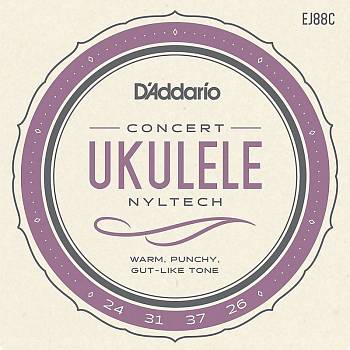 D'Addario EJ88C Набор струн для укулеле концерт, размер 24-31-37-26