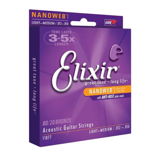 Набор струн для 6-струнной акустической гитары Elixir 11077 NanoWeb