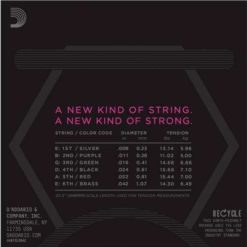 Набор струн для 6-струнной электрогитары D`ADDARIO NYXL0942