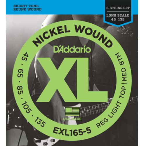 Набор струн для 5-струнной бас-гитары D`ADDARIO EXL165-5