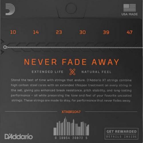 D'Addario XTABR1047 набор струн для 6-струнной акустической гитары, размер 10-47