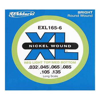 Набор струн для 6-струнной бас-гитары D`ADDARIO EXL165-6XL