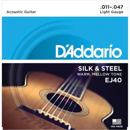 Набор струн для 6-струнной акустической гитары D`ADDARIO EJ40