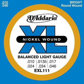 Набор струн для 6-струнной электрогитары D`ADDARIO EXL111