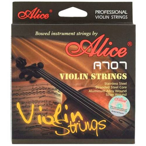 Alice A707 Комплект струн для скрипки размером 4/4, среднее натяжение, металл,