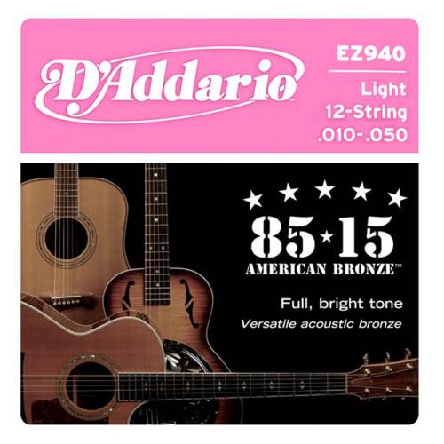 Набор струн для 12-струнной акустической гитары D`ADDARIO EZ-940