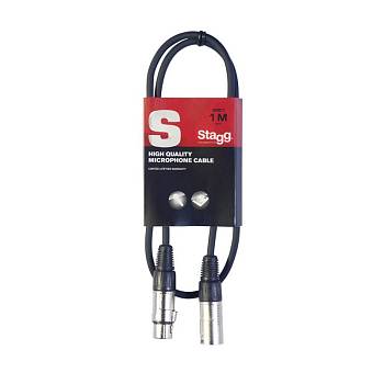 STAGG SMC1 Шнур микрофонный XLR (мама) ⇔ XLR (папа), 1 метр, черный