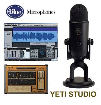 Blue Yeti Blackout Studio - микрофон USB, студийный конденсаторный, ПО в комплекте