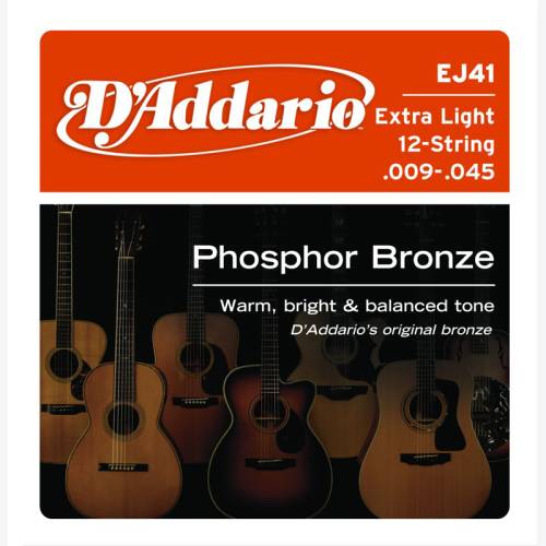 Набор струн для 12-струнной акустической гитары D`ADDARIO EJ41