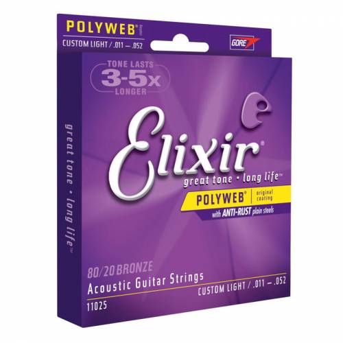 Набор струн для 6-струнной акустической гитары Elixir 11025 PolyWeb