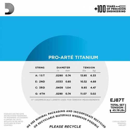 Набор струн для укулеле D`ADDARIO EJ87T