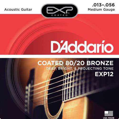 Набор струн для 6-струнной акустической гитары D`ADDARIO EXP12