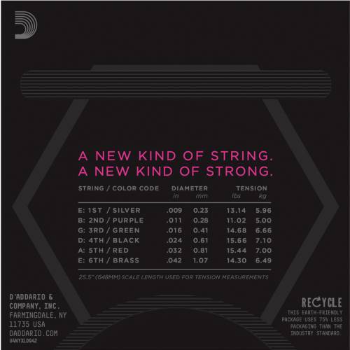 Набор струн для 6-струнной электрогитары D`ADDARIO NYXL0942