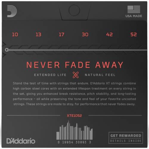 D'Addario XTE1052 Набор струн для 6-струнной электрогитары, размер 10-52