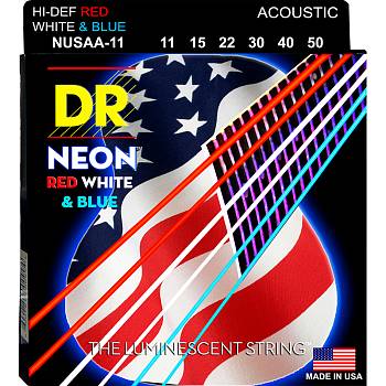 DR NUSAA-11 Струны для акустической гитары, 11-50 люминесцентное