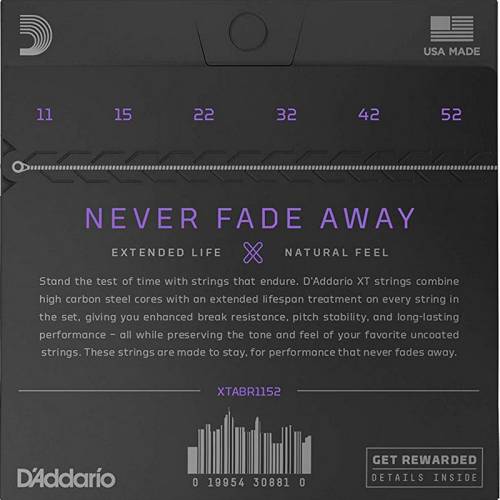 D'Addario XTABR1152 набор струн для 6-струнной акустической гитары, размер 11-52
