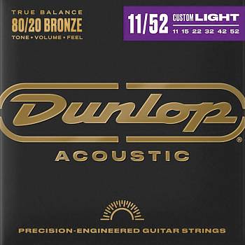 Dunlop DAB1152 Комплект струн для акустической гитары, бронза 80/20, Medium Light, 11-52