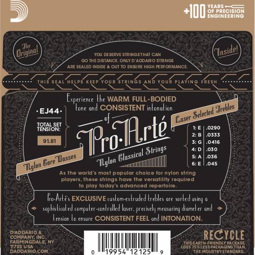 Набор струн для 6-струнной классической гитары D`ADDARIO EJ44