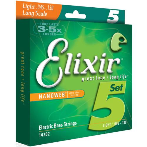 Набор струн для 5-струнной бас-гитары Elixir 14202 NanoWeb