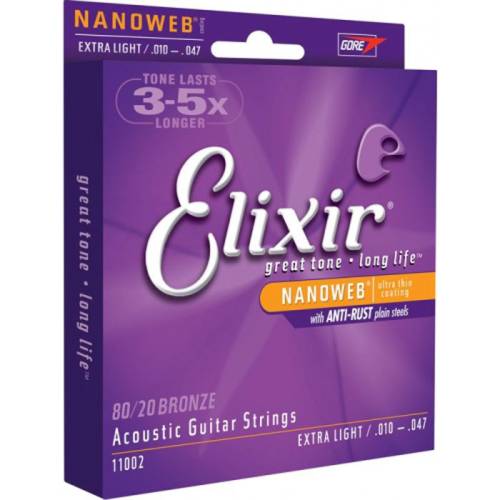 Набор струн для 6-струнной акустической гитары Elixir 11002 NanoWeb