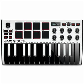 AKAI PRO MPK MINI MK3 WHITE USB/MIDI клавиатура контроллер