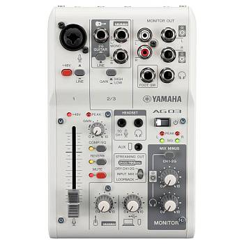 Yamaha AG03MK2 White Микшер 3-канальный для потокового вещания с аудиоинтерфейсом USB