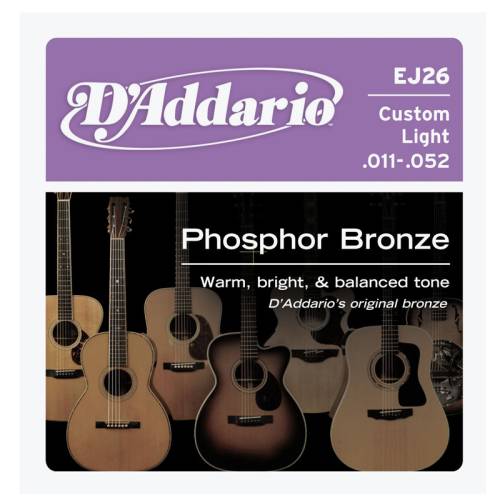 Набор струн для 6-струнной акустической гитары D`ADDARIO EJ26